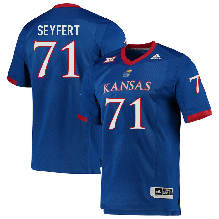 Men #71 Grady Seyfert Kansas Jayhawks College Football Jerseys Stitched Sale-Royal